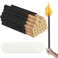 Cecaylie Torches, Pack of 25 Natural Wax Torches for Torch Hiking, Burning Time 100 Min, with Hand Guard, Wax Torches for Garden, Outdoor, Night Hiking