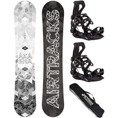 Airtracks vīriešu snovborda komplekts - Akasha Hybrid Rocker Snowboard Wide - Snowboard Binding Master Fastec - Snovborda soma 152 157 159 162 cm