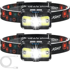 AIPRET Headlamp Rechargeable 1100 Lumens Super Bright Motion Sensor 2 Pack Waterproof LED Headlight with White Red Light, 8 Modes Headlamp for Camping, Cycling, Running, Fishing