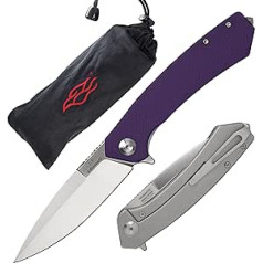 Firebird GANZO Adimanti Skimen-PL Pocket Folding Knife G10 Handle with Clip and Glass Breaker D2 Steel Blade Hunting Fishing Camping Outdoor EDC Knife (Purple)