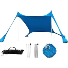 Beach Tent Sun Protection Awning UPF 50+ UV Protection, Beach Shelter Pop-Up Awning, Lycra Beach Tent, Awning Beach Shelter, Portable Beach Tent with 4 Sandbags for 4-8 People