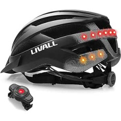 Livall Unisex — pieaugušo Mt1 mūzika, aizmugurējais lukturis, pagrieziena signāls, navigācija, zvana funkcija un SOS sistēmas velosipēda ķivere, 54-58 cm