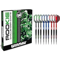 WINMAU Rookie Brass Darts Set with Flights, Shafts (Stems) and Exclusive Dart Booklet - Available in Blue, Red and Green