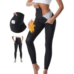 Merlvida Sweat pants for weight loss, sauna leggings, women's high waist sports leggings with pockets, hot thermal sweat sports trousers, belly away, sweat pants, shape leggings, jogging bottoms, sweat suit, gym, yoga, fitness