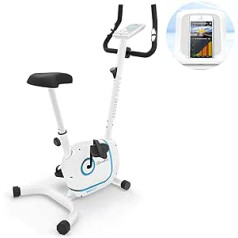 Klarfit Myon Cycle Exercise Bike - Ergometer with 12 kg Flywheel Mass, Home Trainer with Heart Rate Monitor, 8-Level Resistance, Frame Drive with Silent Belt, Tablet Holder, White