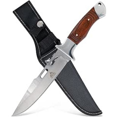 by GER-SABER Hunting Knife Fixed Drop Point Blade Including Belt Holster 30 cm One-Handed Knife - Outdoor Knife for Any Adventure, Survival Bowie Knife for Camping, Hunting, Hiking and More (A02)