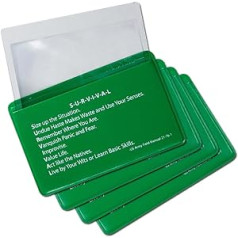 5col Survival Supply Fresnel 4 x kreditinės kortelės dydžio objektyvo didintuvas ir Fire Starter