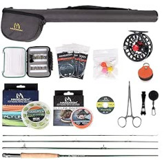 MAXIMUMCATCH Premier Fly Rod and Avid Reel Combo Complete 9 Inch Fly Fishing Outfit with Fishing Equipment