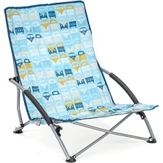 Board Masters Volkswagen zemi saliekams kempinga pludmales krēsls ar roku balstu ar T1 Bulli autobusa motīviem 70 cm (Multi Bulli/Blue)