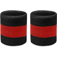 COUVER Terry Cloth 2 Coloured Stripes Sports Sweatbands (1 Pair)