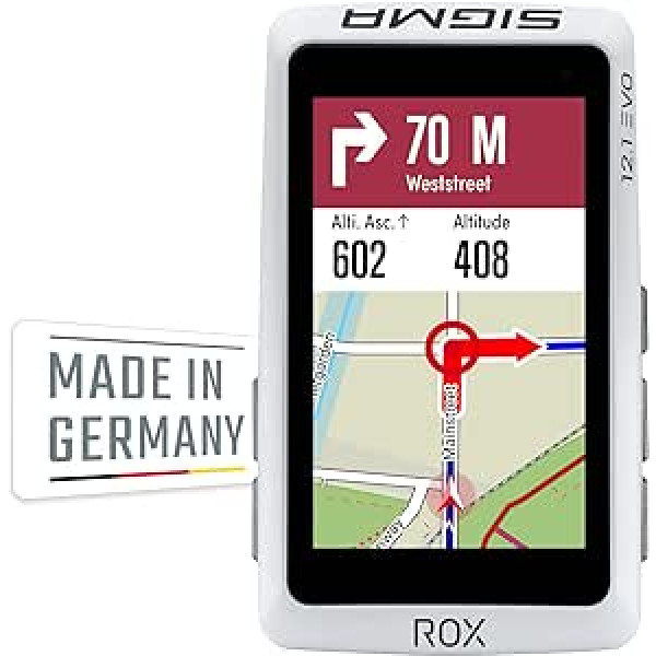 Sigma ROX 12.1 EVO pamata komplekts - balts velonavigācijas velosipēds Eiropa Bluetooth, GPS, GLONASS