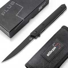 Böker Plus® Kwaiken Air Mini G10 All Black Gentleman Folder with Clip - EDC One-Handed Knife with Black Blade - Flipper Knife in Gift Box