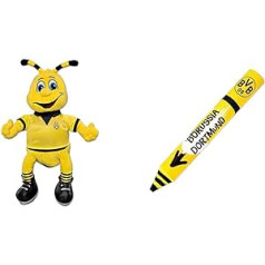 Borussia Dortmund, BVB-Emma Plush Toy Medium, 02 Yellow, 30 cm & BVB Eraser Pen