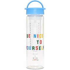 ban.do Brighten Up Infuser ūdens pudele, stikla ūdens pudele bez BPA, tilpums 590 ml ar augļu/dārzeņu olu un plastmasas vāku, esiet jauka par sevi (Ketija Kimmela)
