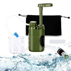 Lixada vandens filtras 5000L Camping Water Filter Išgyvenimo vandens filtro siurblys su geriamojo vandens laikymo maišeliu Avarinis išgyvenimas stovyklavietėje Kelioninė žvejyba