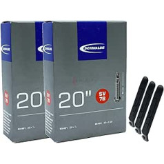 pneugo! Schwalbe Bicycle Inner Tubes 20 Inch Set of 2 Presta 23-451/25-451 SV7B + 3 Tyre Levers