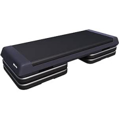 GORILLA SPORTS® Aerobic Step Board - ar 3 līmeņu regulējamu augstumu, 10 cm, 15 cm, 20 cm, Neslīdošs, līdz 200 kg, melns/pelēks - Stepper Fitness, Stepbench, Step Board, Mājai, Treniņa ierīce