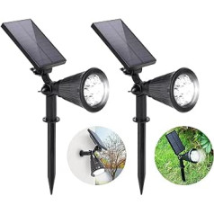 kefflum LED Solar Spotlight Solar Light, Solar Spotlight, Garden Light, Super Bright, 8 LED Solar Lights for Outdoor Use (2 Pieces), IP65, Warm White, for Garden, Fence, Garage, Driveway, Path,