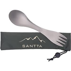 SANTTA Titanium Spork Ultralight 2 vienā dakša un karote Combo Camp trauks ar somu kempingam, pārgājieniem, mugursomām un ceļojumiem