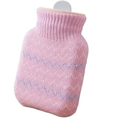 Silikona karstā ūdens pudele, silikona karstais maiss ar mīkstu adīta pārvalku, siltā ūdens pudele gultai, silikona karstā ūdens (krāsa: rozā)