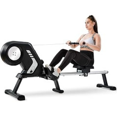 Merax - Water Rowing Machine, Ash Wood Rowing Machine with LCD Monitor, Bluetooth App, Indoor Training Rowing Machine for Home Fitness, Up to 150 kg