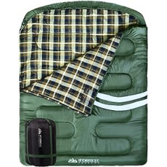 IFORREST Cotton Flannel Double Sleeping Bag for Adults - 2 Person 10°F Cold Weather Couples Camping Winter Bed(All Seasons), Extra-Wide & Warm - Queen Sized XXL