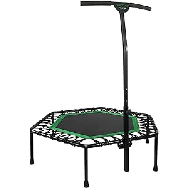 Tunturi Trampolin für Zuhause mit Haltegriff, Indoor-Trampolin mit 84 cm Sprungfläche, TÜV geprüft Grün,Schwarz