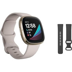 „Fitbit Bundle“ apima „Fitbit Sense Advanced Health“ išmanųjį laikrodį su širdies sveikatos įrankiais ir papildoma apyranke