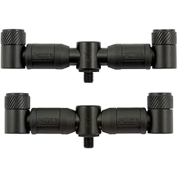 Fox Black Label 2-Rod QR Adjustable (15 & 18 cm) - 2 Buzzer Bars for Carp Fishing, Rod Holder for Carp Rods, Rod Holder for Bite Alarm