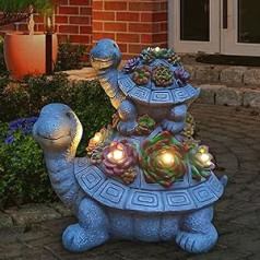 VIOYOUNS Schildkröte Solar Garten Outdoor Statuen mit Sukkulenten und 6 LED-Lichtern, Außen Solar Schildkröte Dekor Kunst für Rasen, Hof, Balkon Ornament, zum Verschenken