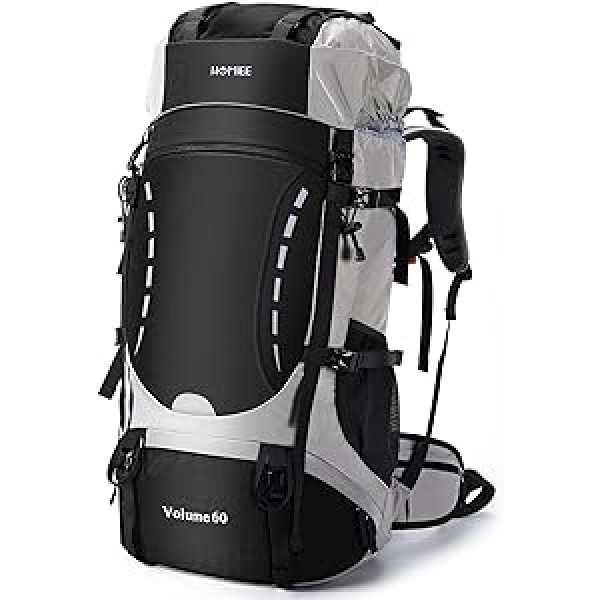 HOMIEE Wanderrucksack 60L, Herren Damen Wasserdichter Leichter Trekkingrucksack Reiserucksack Wandern Großer Rucksack mit Regenabdeckung, Bergrucksack für Reisen, Hiking, Camping, Sport