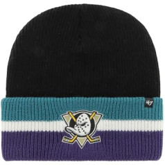 '47 NHL Anaheim Mighty Ducks Split Cuff Beanie Haymaker Knit ziemas cepure Vilnas cepure, daudzkrāsaina