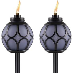 TIKI Brand 1122124 Einfache Installation 2er-Pack 64 Zoll Metall Globe Tiki Taschenlampe, blau