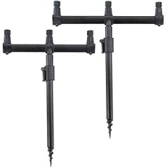 Hirisi Tackle Aluminium Carp Fishing Rod Pod Set Bank Sticks and Buzz Bar for 3 Fishing Rods (30-45)