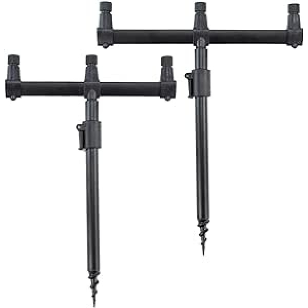 Hirisi Tackle Aluminium Carp Fishing Rod Pod Set Bank Sticks and Buzz Bar for 3 Fishing Rods (30-45)