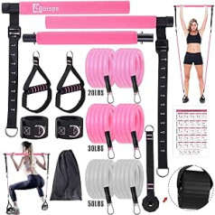 Bbtops Pilates Bar Set with Resistance Bands, Pilates Flex Bands Set, Fitness Equipment for Men and Women, Home Gym, Yoga, Pilates, Multifunctional Pilates Bar, Full Body Workout Equipment, Pink
