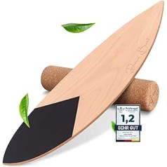 DANS BOARD® - Project Red Next Gen Balance lenta su Rocker profiliu ir pistoleto forma neribotam gudrybės pasirinkimui - Surf Balance lenta (100% mediena) - Idealiai tinka naudoti viduje ir lauke | Pajausk tai