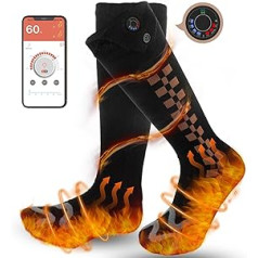 Beheizte Socken, Elektrische Heizsocken Damen Herren, Wiederaufladbare Beheizbare Socken, APP-Steuerung Thermosocken Fußwärmer Socken für Outdoor-Wandern/Skifahren/Camping/Angeln