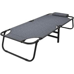 LSYOA Campingbett, Klappbar Kompakter Feldbett Tragbar Leicht Robust Klappbett Atmungsaktiver mit Kopfpolster Belastung 10kg,Gray