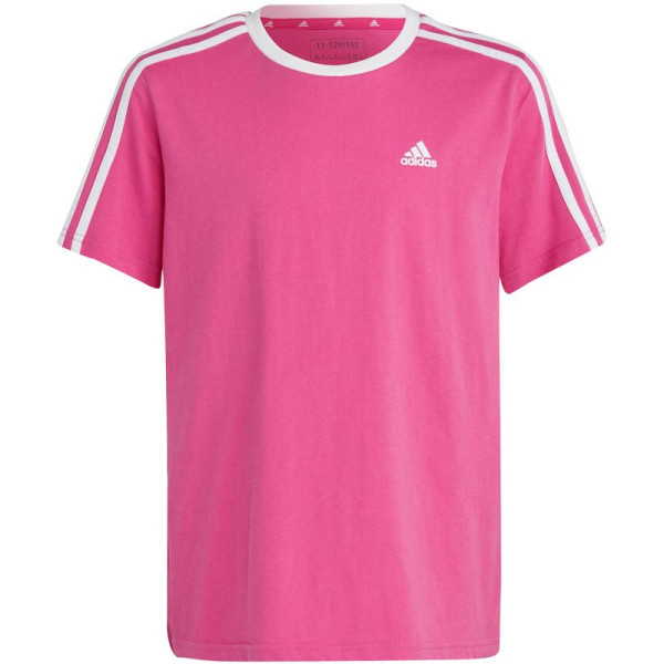 Adidas Essentials 3 svītru kokvilnas brīvi pieguļošs Boyfriend Tee Jr IC3639 / 164 cm