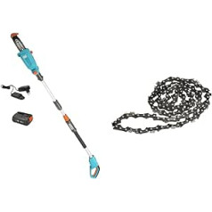 Gardena Cordless Telescopic Pole Pruner TCS 20/18V P4A Ready-To-Use Set & Saw Chain 8 Inches: Replacement Saw Chain for Pruners and Pruning Saws, Chain Pitch 3/8 Inch, Length 8 Inches/20 cm