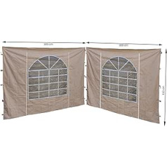 QUICK STAR 2 Side Panels with PVC Window 300 x 193 cm for Sahara Gazebo 3 x 3 m Side Wall Sand