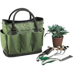 Garden Tote Bag Gardening Tool Set Storage Holder Oxford Bag with 8 Pockets Dark Green