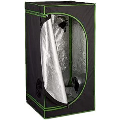 Relaxdays Growbox, H x W x D: 120 x 60 x 60 cm, plant cultivation, reflective film inside, darkened grow tent, black/green