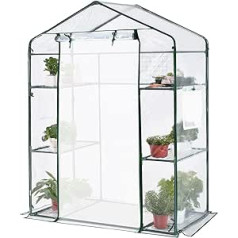 Quictent Foil Greenhouse 143 x 73 x 195 cm Tomato Greenhouse with 4 Shelves, Walk-in Tomato House with Roll-Up Doors for Vegetables Fruit Flowers Garden Balcony