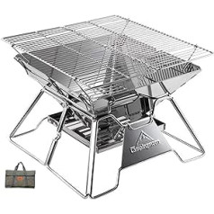 Campingmoon Camping Barbecue Stainless Steel Foldable Portable Charcoal Grill 14 Inch with Carry Bag MT-2