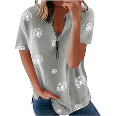 Fashion T-Shirt Women's Basic Blouses Short Sleeve Loose Tops Casual Printed Tunic Summer Stripes Short Sleeve Blouses T-Shirts Top Crew Neck / Zip V-Neck Chic Women's Shirt Summer T-Shirts, Blouse Shirt Blouse Tops #15 Red, S-XXL