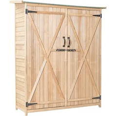 COSTWAY Wooden Garden Cabinet, Tool Shed, Weatherproof, Tool Shed, Wooden Tool Shed Garden Shed, Wooden Shed with Gable Roof, Garden Shed Tool Cabinet (140 x 50 x 162 cm)