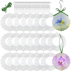 WindMage 24 Stück 7,6 cm Sublimācijas-Windspinnerrohlinge, 3D-alumīnijs-metāls-Windskulptur, kinētiskais Spinner für Hof, Garten, Innenbereich, Kunst, Ornamente, Weihnachtsdekoration, mangende