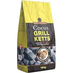 Cocos Grillketts Premium grila briketes, kas izgatavotas no kokosriekstu oglēm - 10 kg - īpaši ilgs degšanas laiks - ideāli piemērots holandiešu cepeškrāsns, kūpinātāja un tējkannas bārbekjū